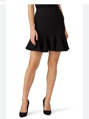 Milly Black A-Line Ruffle-Hem Skirt NWT 8